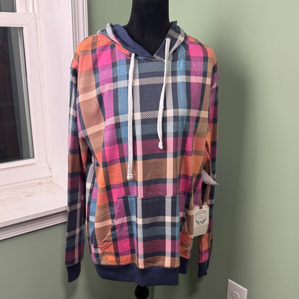 NWT Pastel Plaid Multicolor Hoodie XL